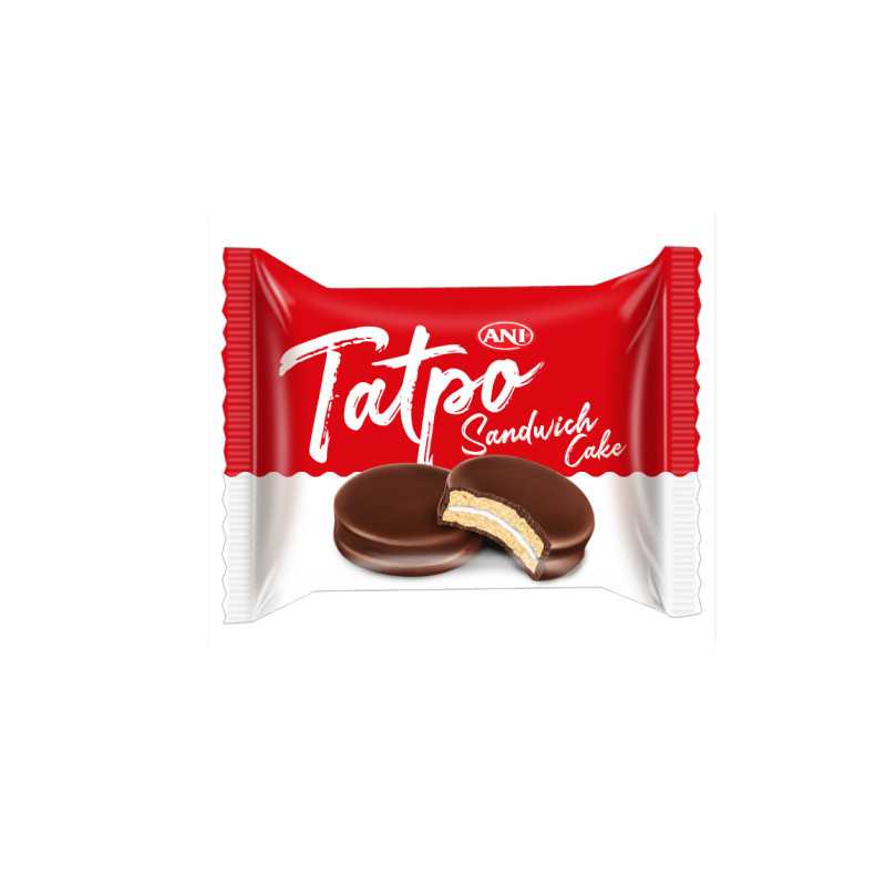 كيك ساندوتش محشو بكريمة المارشميلو ومغطى بالشوكلاته Tatpo sandwich cake with marshmallow filling coverd with chocolate