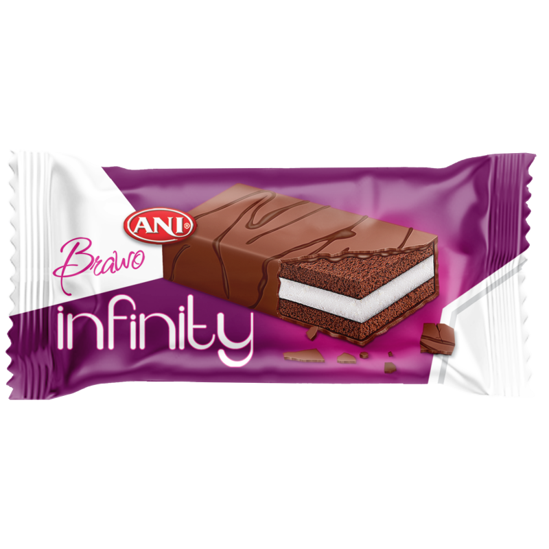 كيك براو انفينيتي بالكاكاو محشوة بالكريمة وصوص الكاكاو ومغطاة بالشوكولاتة Brawo infinity cake with cocoa filled with cream and c