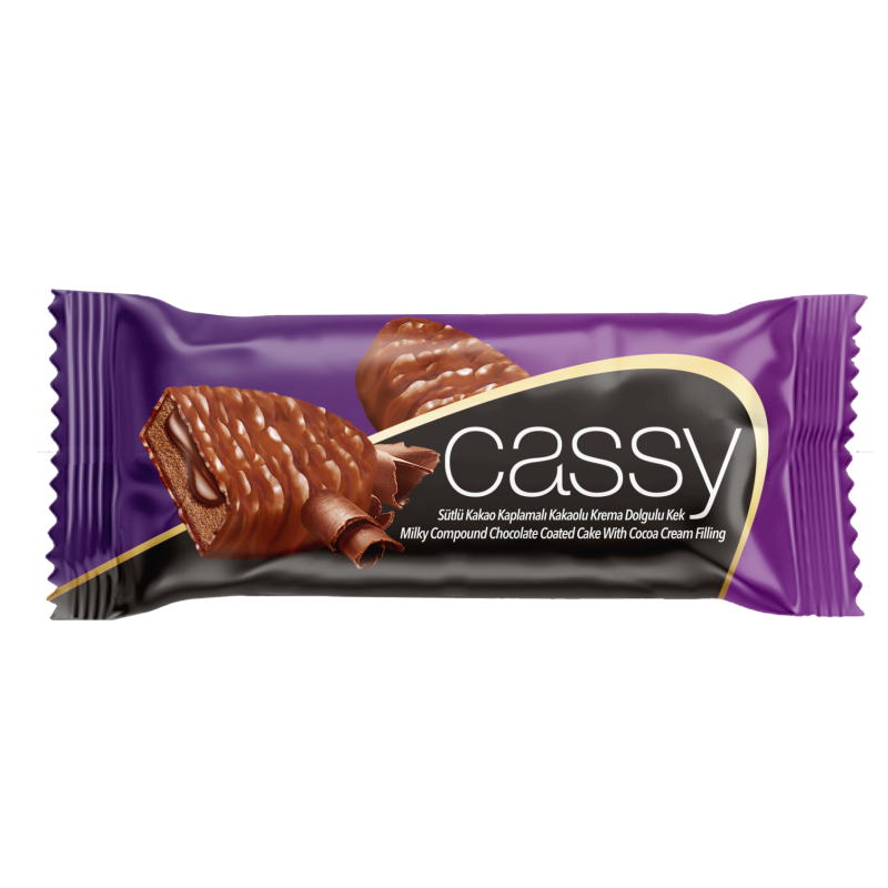 كيك كاسي مغطاة بالشوكولاتة مع حشوة كريمة الكاكاو Cassy cake coverd with milk chocolate with cocoa cream filling