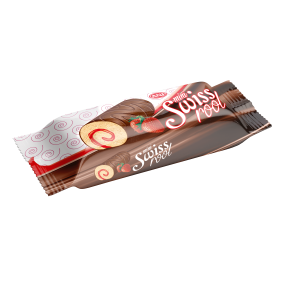 كيك رول مع حشوة الفراولة مغطى بالشوكولاتة Cake Roll With Strawberry Filling Coverd in Chocolate