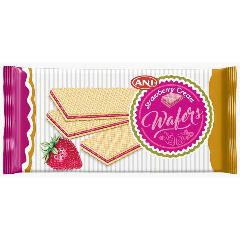 بسكويت ويفر فراولة ANI WAFERS STRAWBERRY CREAM WAFERS بسكويت ويفر فراولة ANI WAFERS STRAWBERRY CREAM WAFERS
