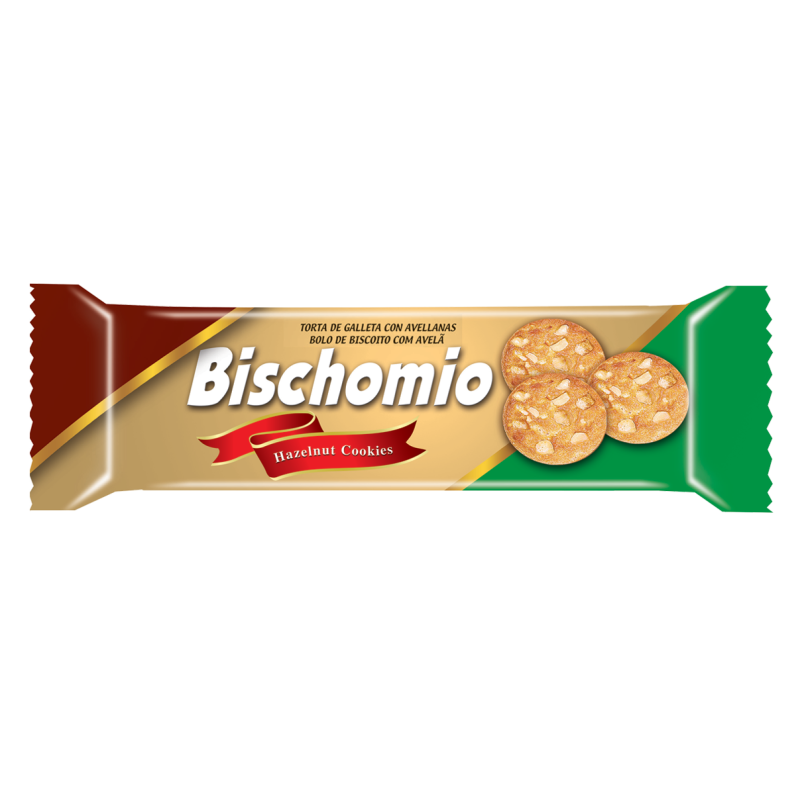 بسكويت مع قطع البندق Bischomio Hazelnut Chips Biscuit